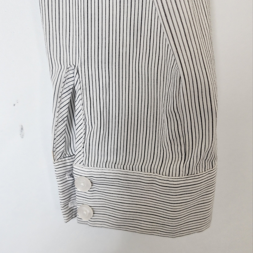 Sheike top pin striped long sleeve notch collar wrap shirt - size 10 - Picture 6 of 10